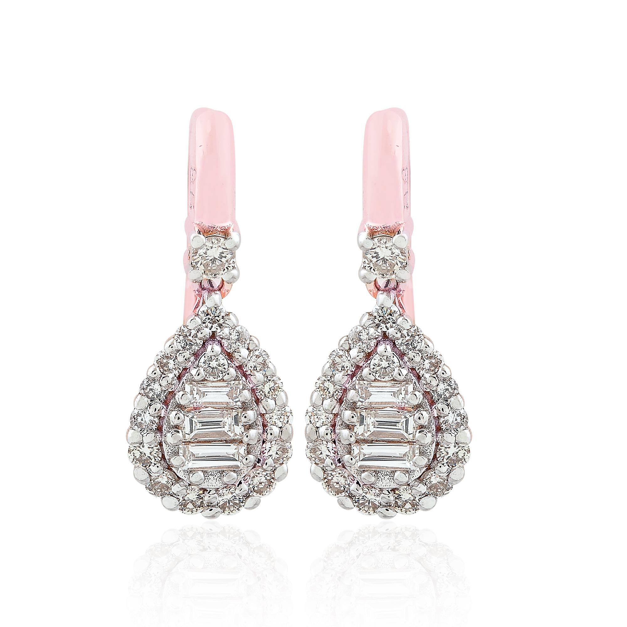 Item Code :- SEE-11631
Gross Weight :- 2.43 gm
18k Rose Gold Weight :- 2.31 gm
Natural Diamond Weight :- 0.60 ct  ( AVERAGE DIAMOND CLARITY SI1-SI2 & COLOR H-I )
Earrings Length :- 16 mm approx.

✦ Sizing
.....................
We can adjust most