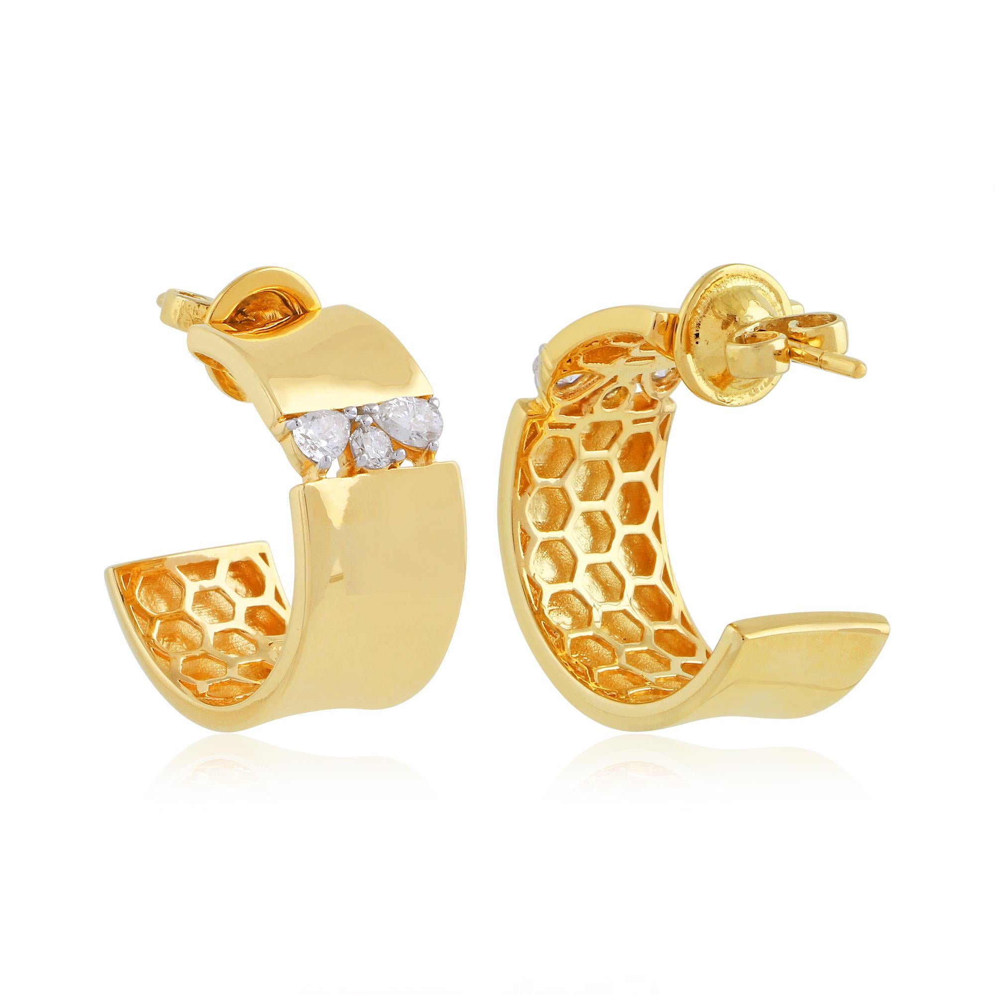 Moderno 0,60 Carati SI/HI Diamanti Piccoli Orecchini a cerchio in oro giallo 18k Regalo per lei in vendita
