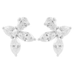 0.60 Carat SI/HI Pear & Marquise Diamond Fine Stud Earrings 18 Karat White Gold