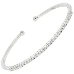 0.60 Carat GVS Round White Diamonds Tennis Bracelet/Cuff Bracelet 18K White Gold