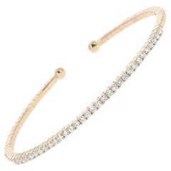 Bracelet manchette de tennis en or rose de 0,60 carat