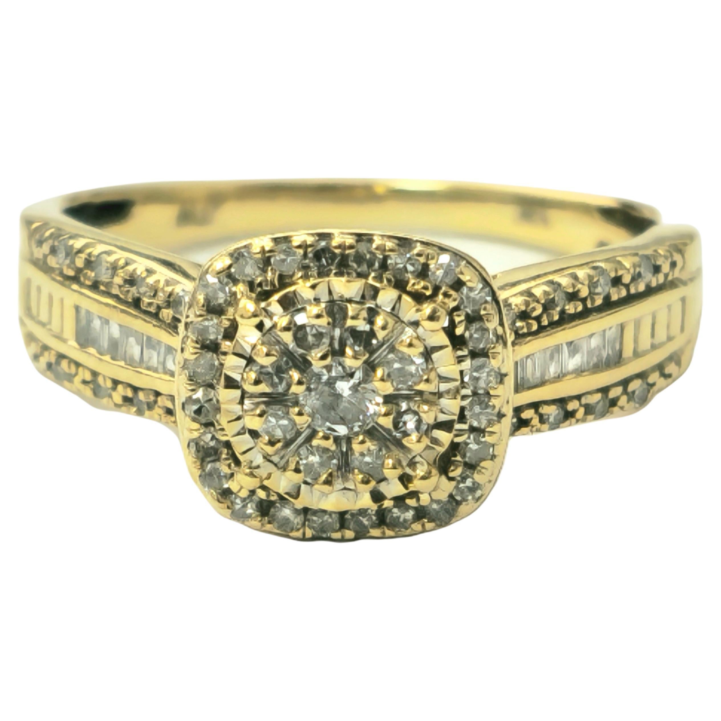 0.60 Carat Total Diamond Wedding Ring in 10k yellow Gold For Sale at ...