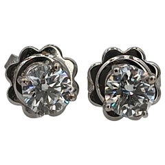 0.60 Carat VS G Color Diamond Light Point Stud White Gold Earrings