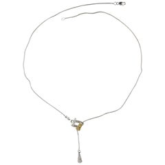 0.60 Carat White and Yellow Gold Fashion Necklace with White Diamonds