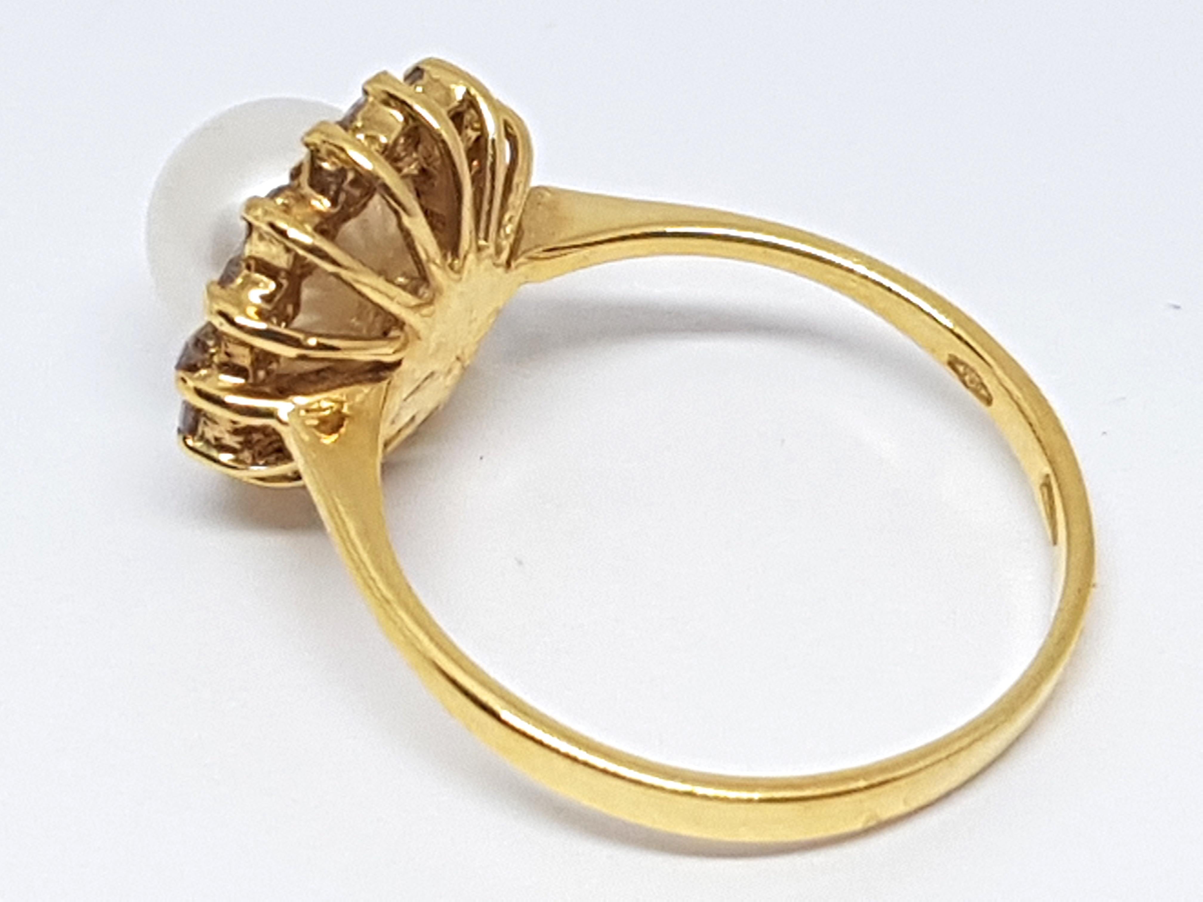 0.60 Carat Yellow Gold Diamond Pearl Ring For Sale 1