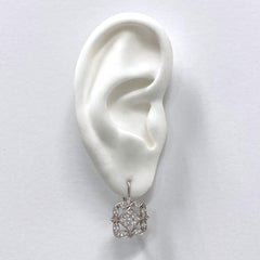 "Quatrefoil" Leverback Drop Earrings in White Gold with 0.60cts Diamonds