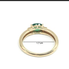 Natural 0.60carats Zambian Emerald & 0.11carats Diamonds Ring in 14k Gold