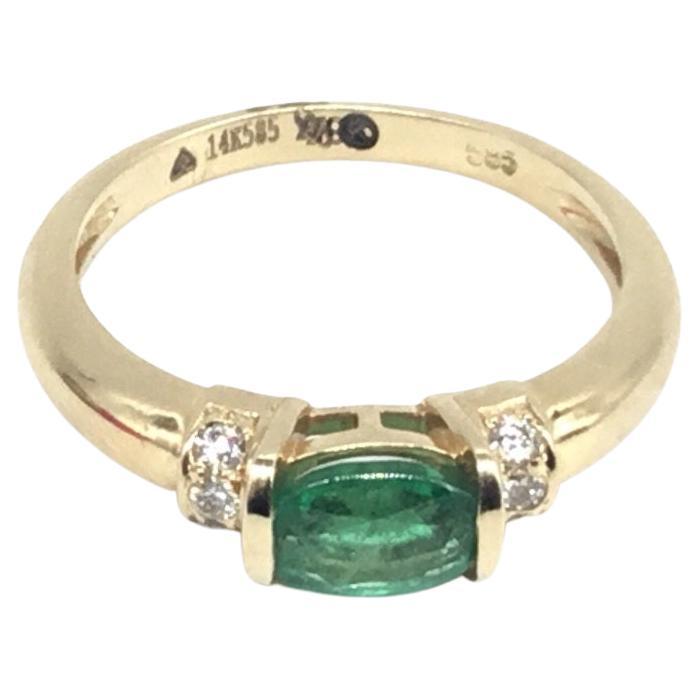 0.60 carats Natural Zambian ring with 0.11 carats Diamonds in 14k gold