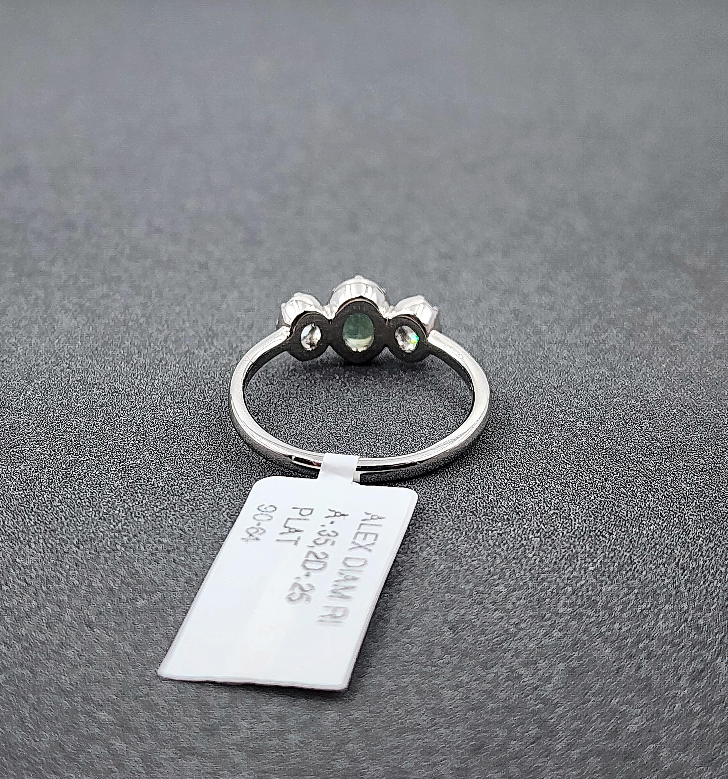 0,60 ct Natürlicher Alexandrit & Diamant Ring - Platin im Angebot 1