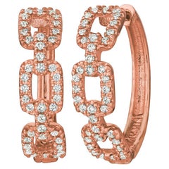 Boucles d'oreilles en or rose 14 carats avec chaîne en diamants naturels de 0,60 carat G-H SI