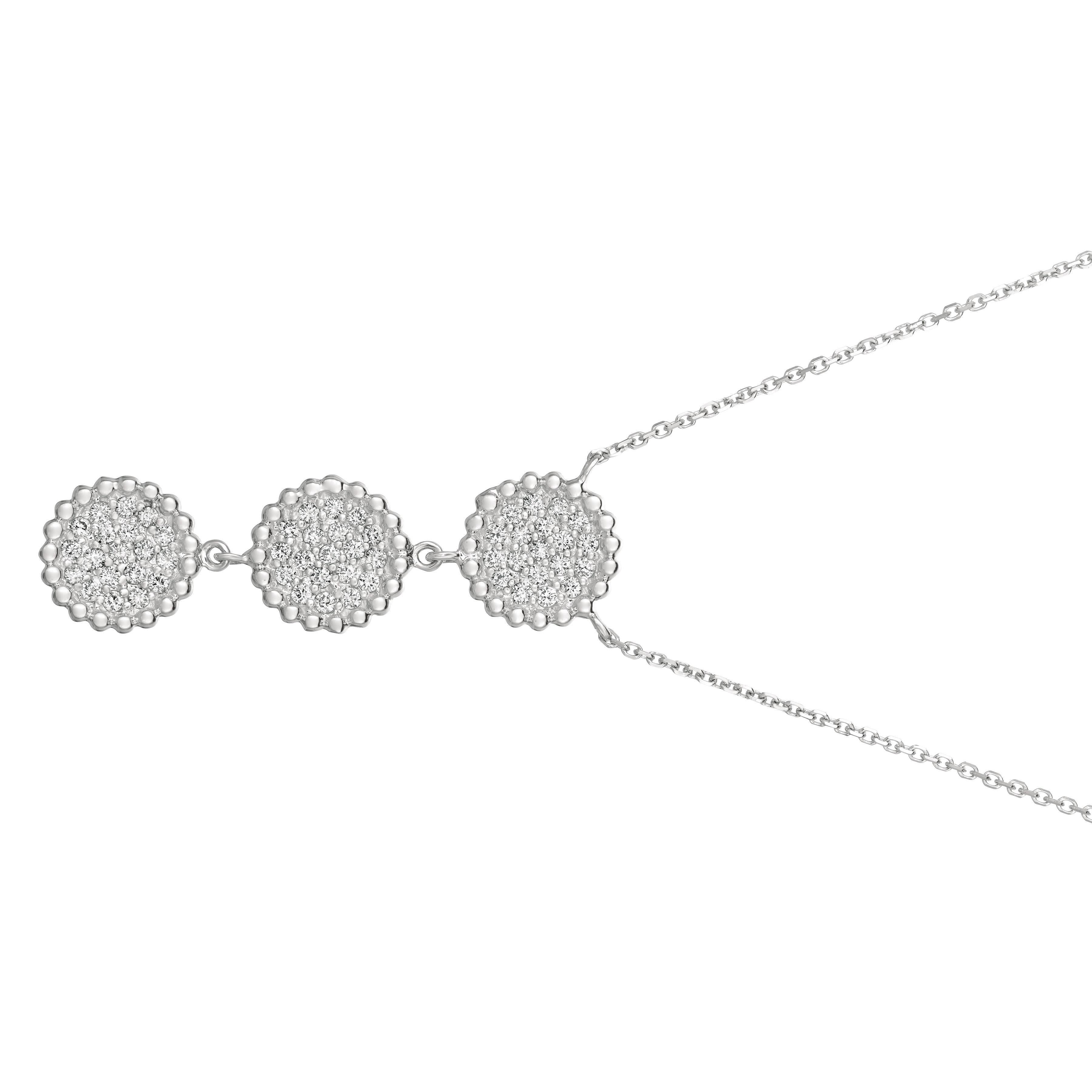 Round Cut 0.60 Carat Natural Diamond Drop Necklace G SI 1 Set in 14 Karat White Gold For Sale