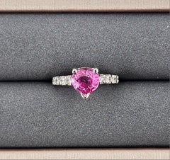 0.60 ct Natural Pink Sapphire & Diamond Ring set in 18k WG