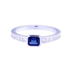 0.60 Ct Natural Sapphire 0.48 Ct Diamonds 18kt White Gold Solitaire Ring 0.60 Ct Natural Sapphire 0.48 Ct Diamonds 18kt White Gold Solitaire Ring