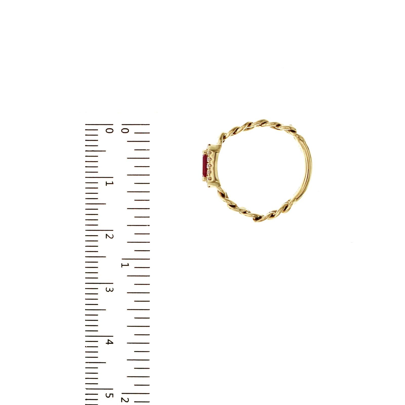 0.60 Ct Ruby & 0.11 Ct Diamonds in 14K Yellow Gold Band Ring For Sale 1