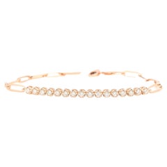 0.60 Quilates Impresionante Diamante Natural Oro Rosa de 14K Pulsera de Tenis Estilo Paperclip