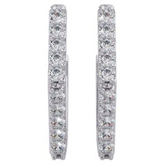 0.60 CTW Hexagon Diamond Hoop Earrings in 14K Gold, SI1+ Geometric Pavé Huggies