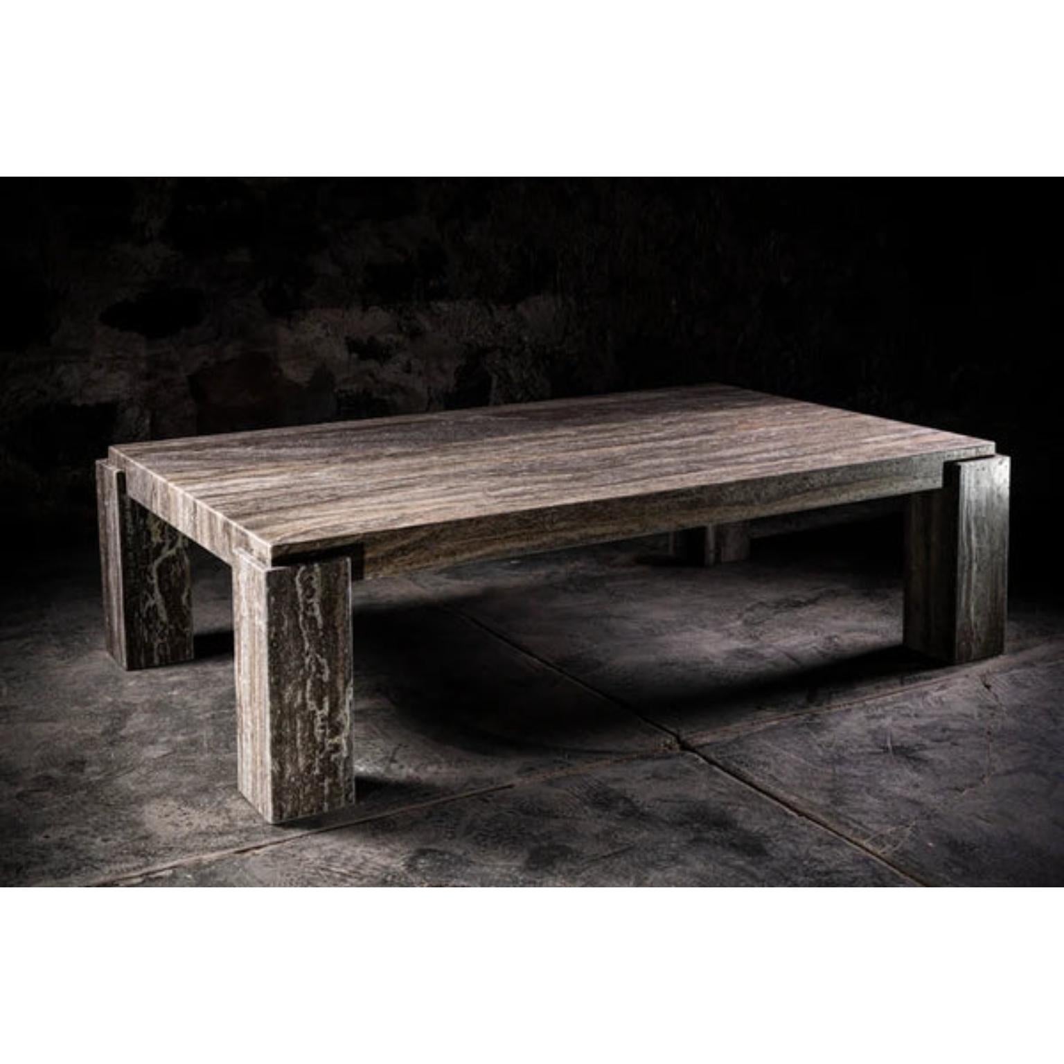 060 Rectangular Coffee Table in Silver Travertine by No Age Studio
Dimensions: D 101.6 x W 182.9 x H 43.2 cm. 
Materials: Travertine.

No Age Studio - Handcrafted Furniture

Every piece we create is made to order, crafted with care and precision to