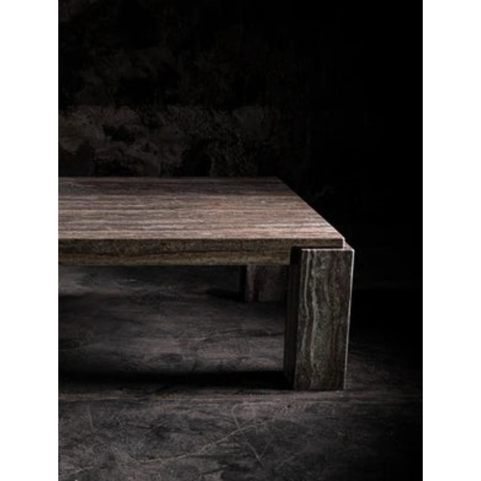 Other 060 Rectangular Coffee Table in Silver Travertine by No Age Studio For Sale