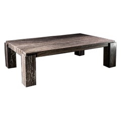 060 Rectangular Coffee Table in Silver Travertine by No Age Studio