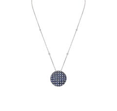 0.60 White GVS Diamonds 4.83 Blue Sapphires 18 Karat Gold Dome Circle Necklace