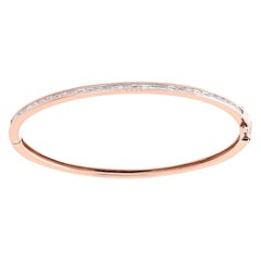 0.60ct Baguette Cut Diamond Bangle Bracelet in 14K Rose Gold