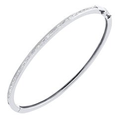 0.60ct Baguette Cut Diamond Bangle Bracelet in 14K White Gold