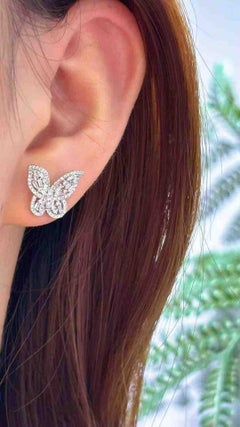 0.60CT Butterfly Diamond Stud Earrings in Platinum with White Diamonds