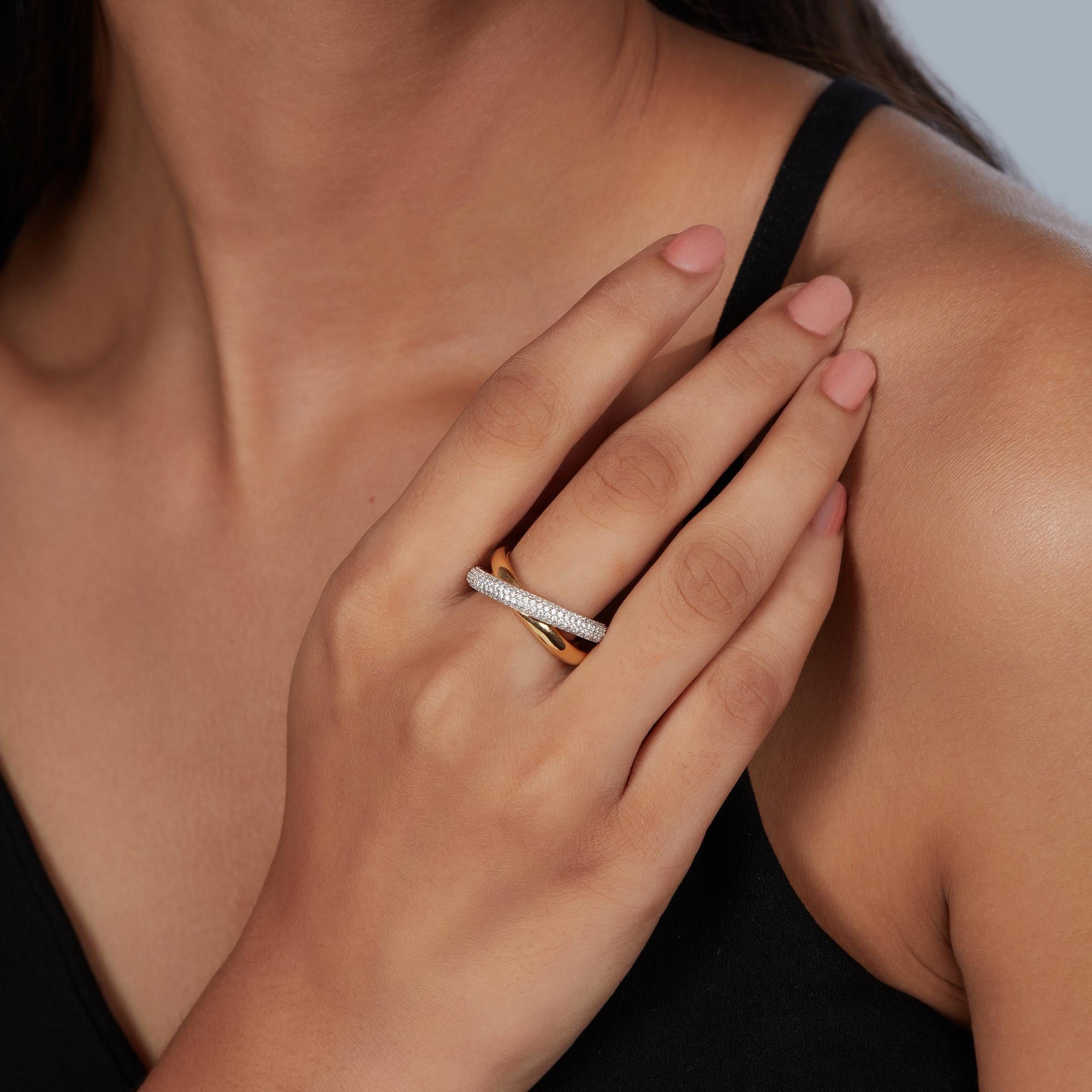 Im Angebot: 0.60Ct Criss Cross Diamantring für die Ewigkeit aus 14K Gold () 4