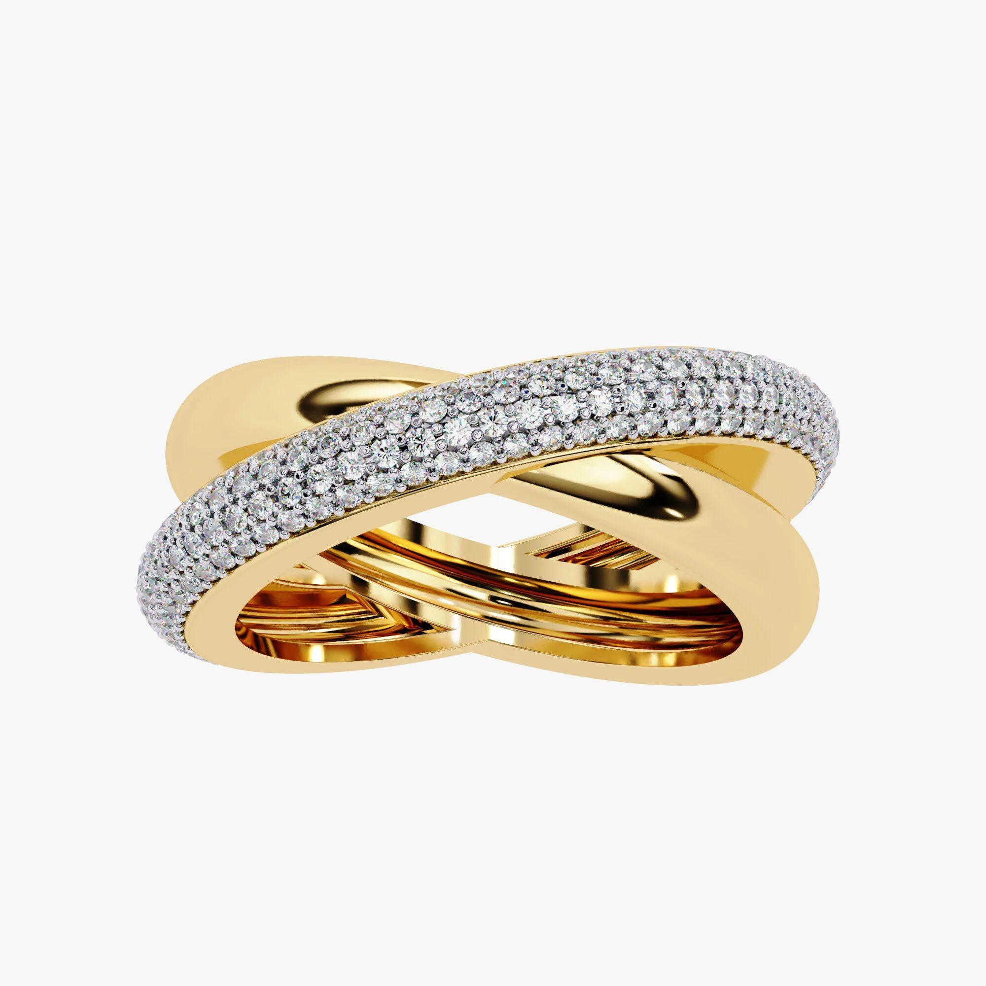 Im Angebot: 0.60Ct Criss Cross Diamantring für die Ewigkeit aus 14K Gold () 6