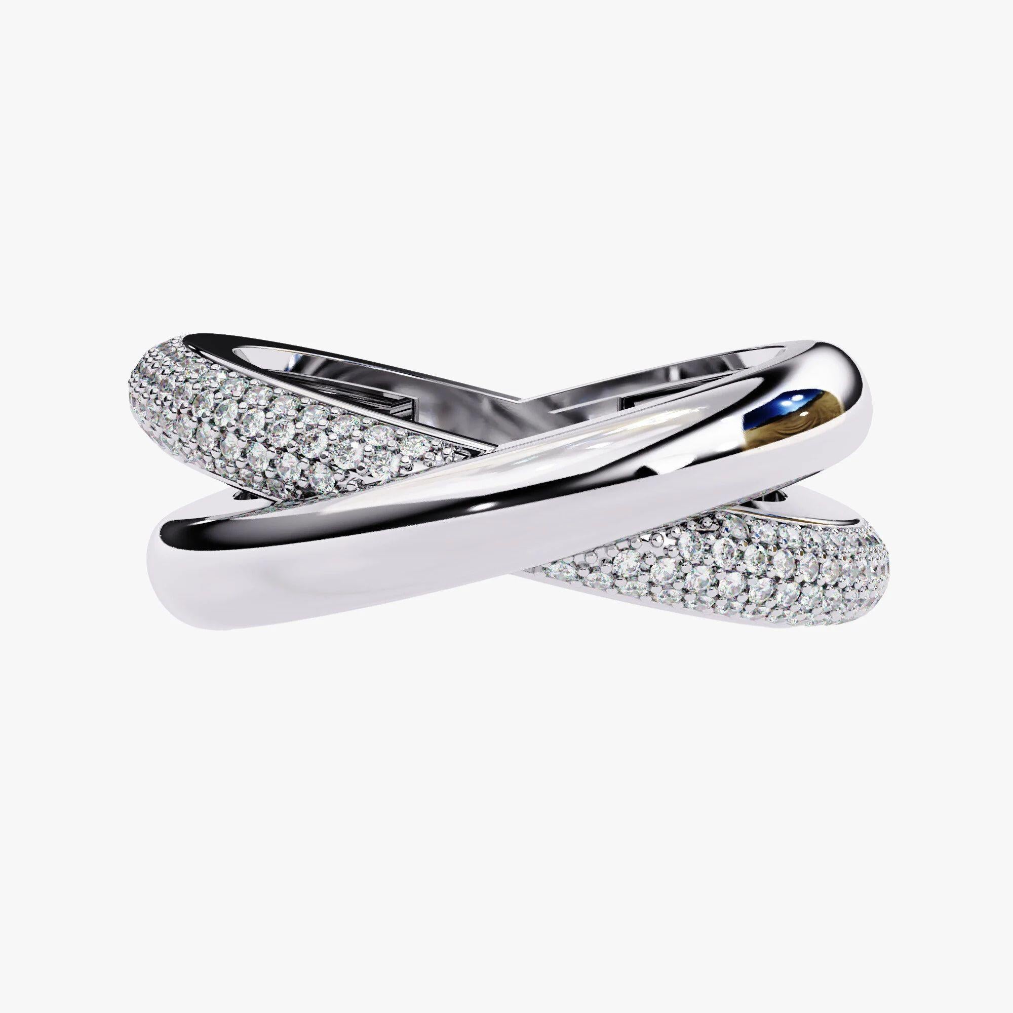 Im Angebot: 0.60Ct Criss Cross Diamantring für die Ewigkeit aus 14K Gold () 8