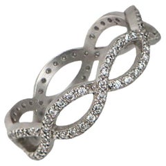 0.60ct Diamond Band Ring, H-I Color, Platinum, Intertwining Row