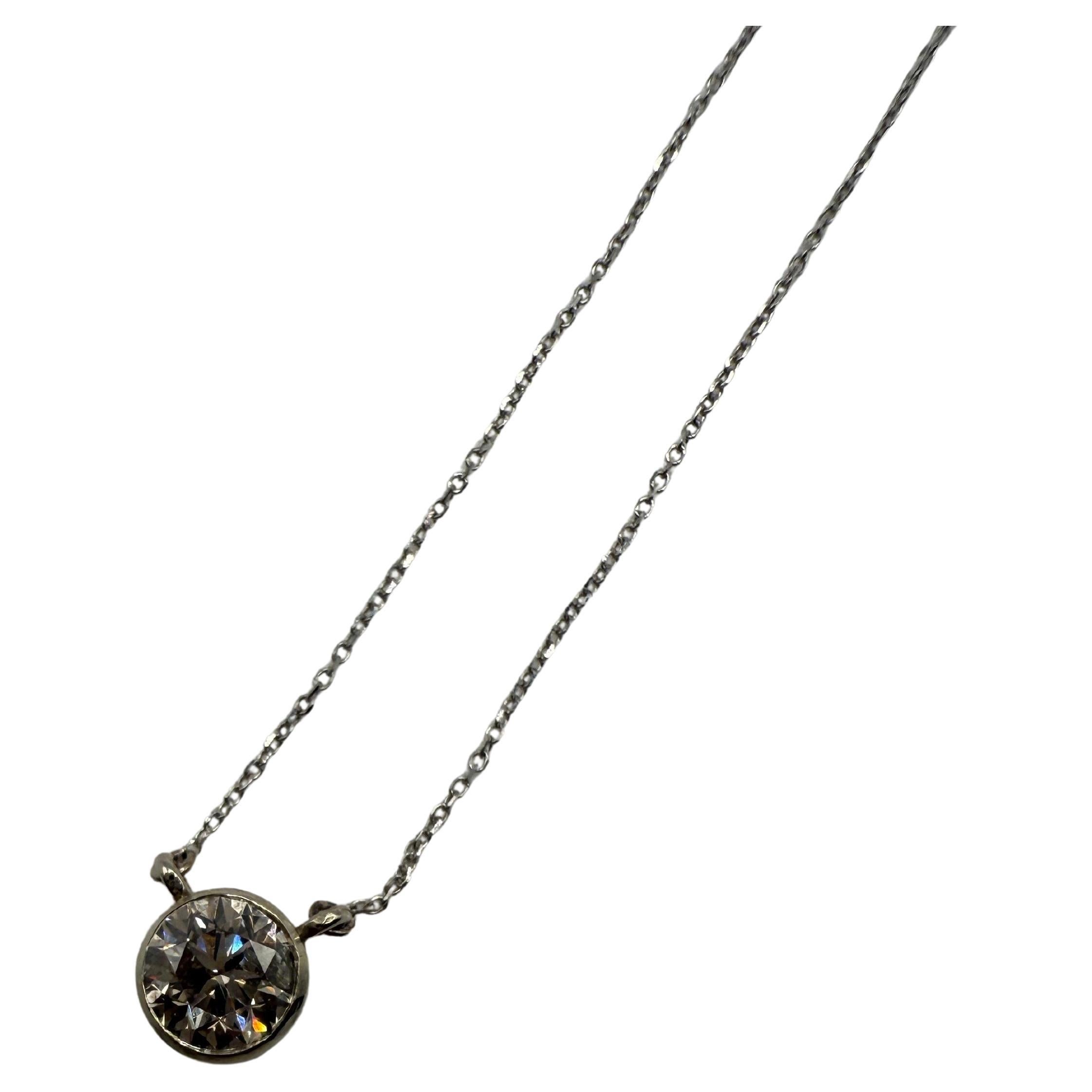 Collana con diamante a castone 0,60ct 14KT 16" pollici