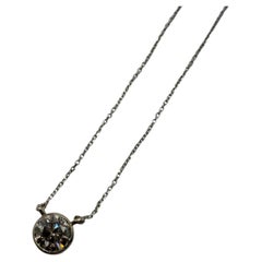 Collana con diamante a castone 0,60ct 14KT 16" pollici