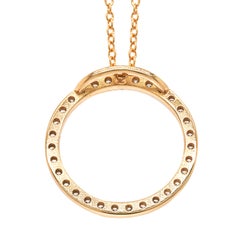 Pendentif et chaîne en or jaune 18 carats avec cercle serti de diamants de 0,60 carat