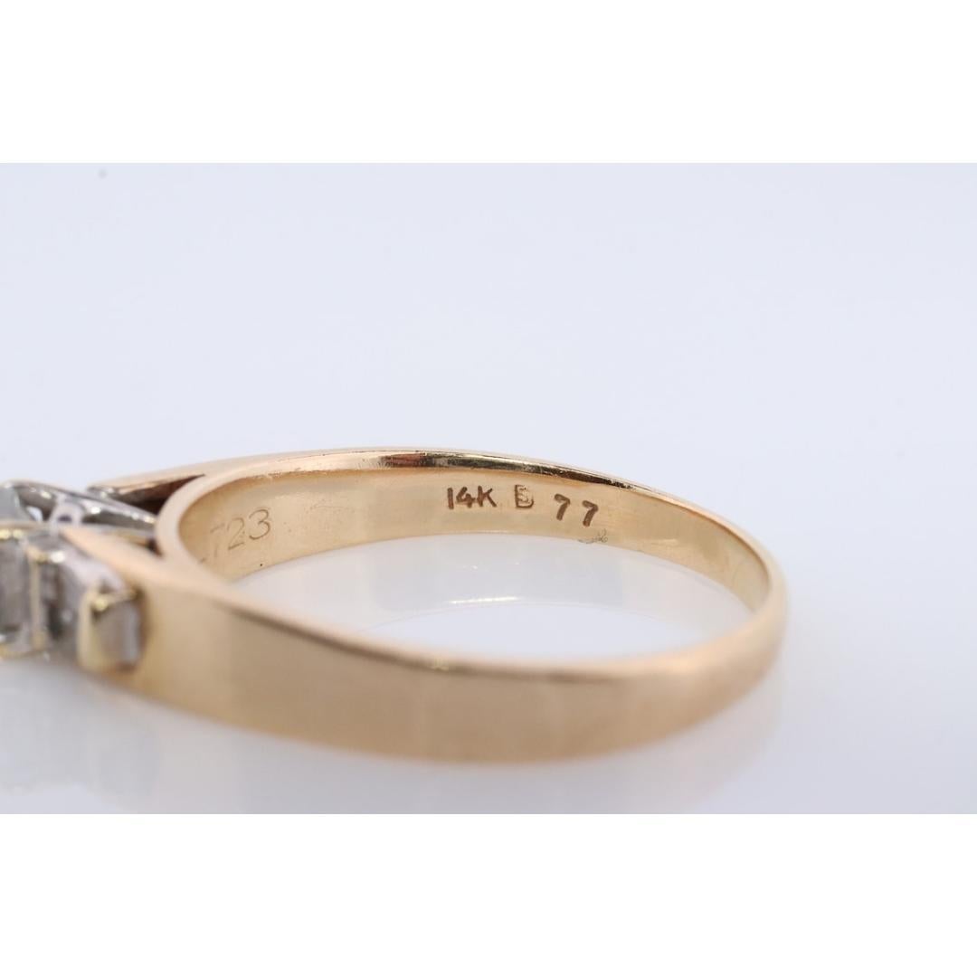 0.60ct Diamond Solitaire 14k ring with baguette accents. Wedding band Engagement For Sale 2