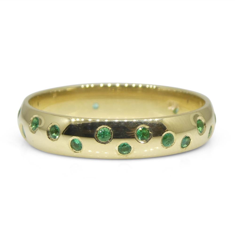 0.60ct Emerald Starry Night Wedding Ring set in 14k Yellow Gold For Sale 4