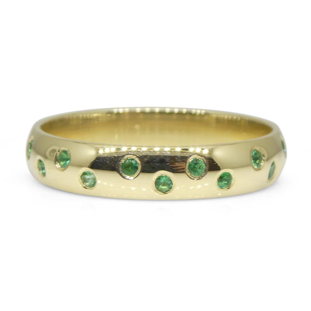 0.60ct Emerald Starry Night Wedding Ring set in 14k Yellow Gold For Sale 5