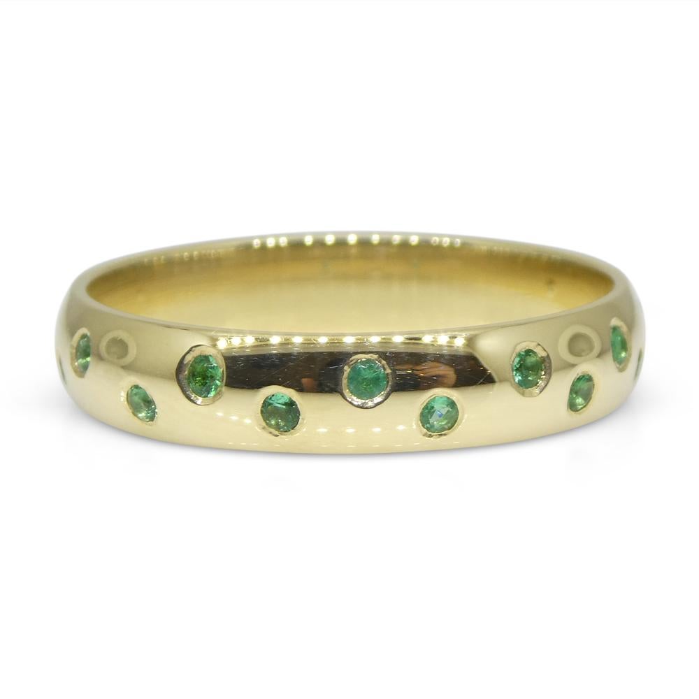 0.60ct Emerald Starry Night Wedding Ring set in 14k Yellow Gold For Sale 6