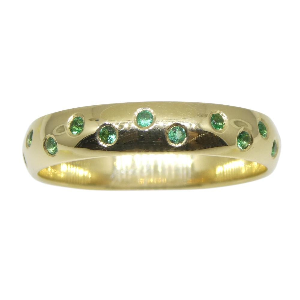 0.60ct Emerald Starry Night Wedding Ring set in 14k Yellow Gold For Sale 7