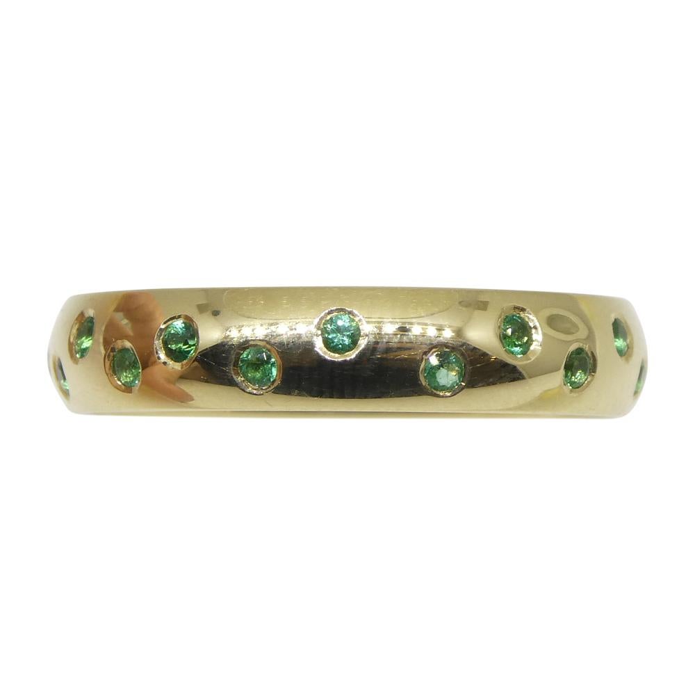 Brilliant Cut 0.60ct Emerald Starry Night Wedding Ring set in 14k Yellow Gold For Sale