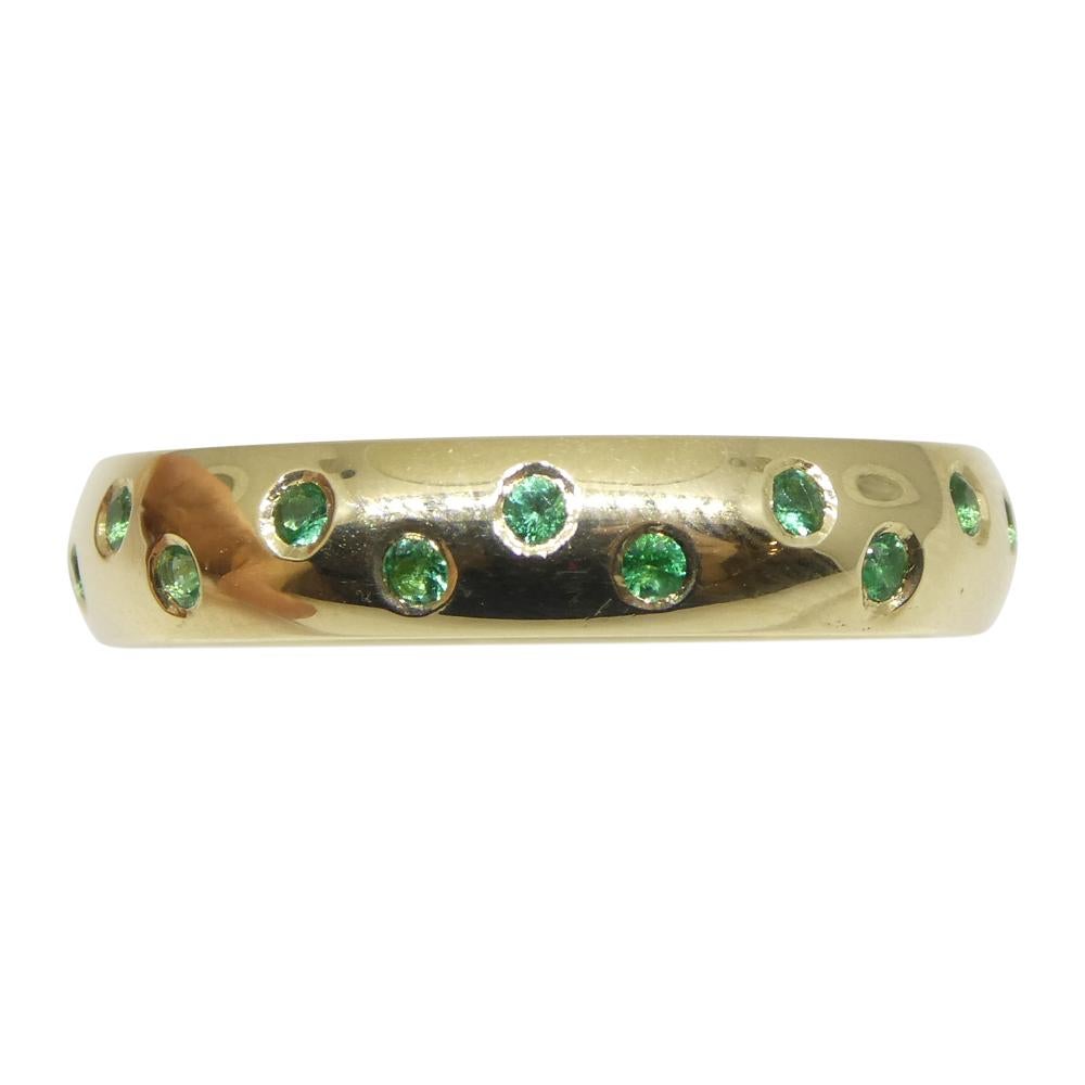 0.60ct Emerald Starry Night Wedding Ring set in 14k Yellow Gold For Sale 1