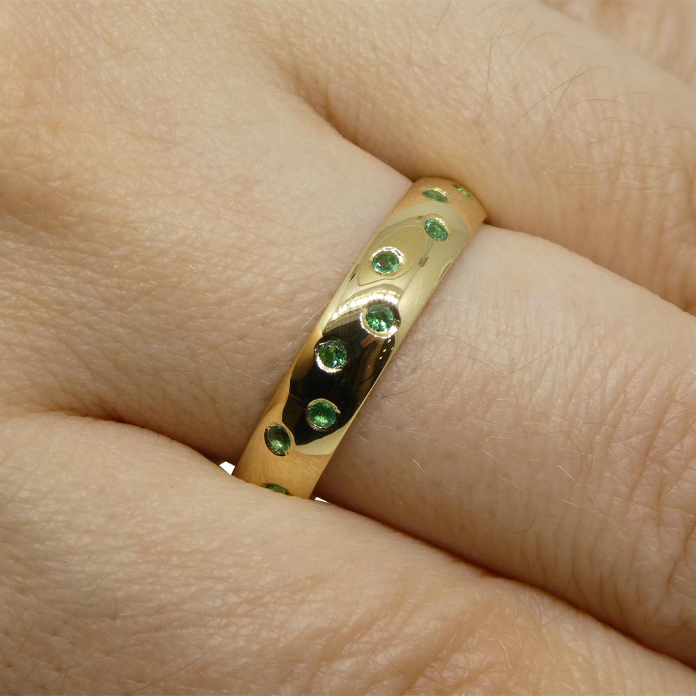 0.60ct Emerald Starry Night Wedding Ring set in 14k Yellow Gold For Sale 2