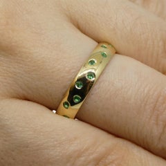 0.60ct Emerald Starry Night Wedding Ring set in 14k Yellow Gold