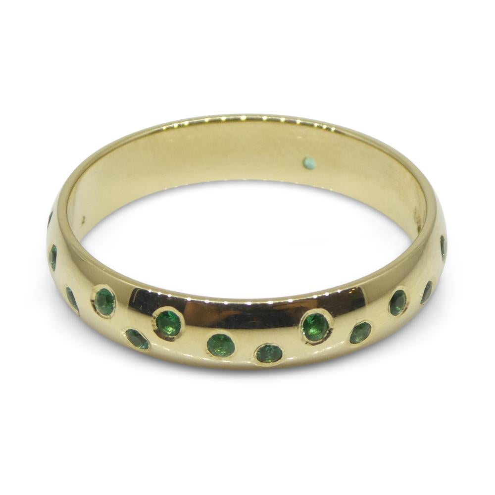 0.60ct Emerald Starry Night Wedding Ring set in 14k Yellow Gold For Sale 3