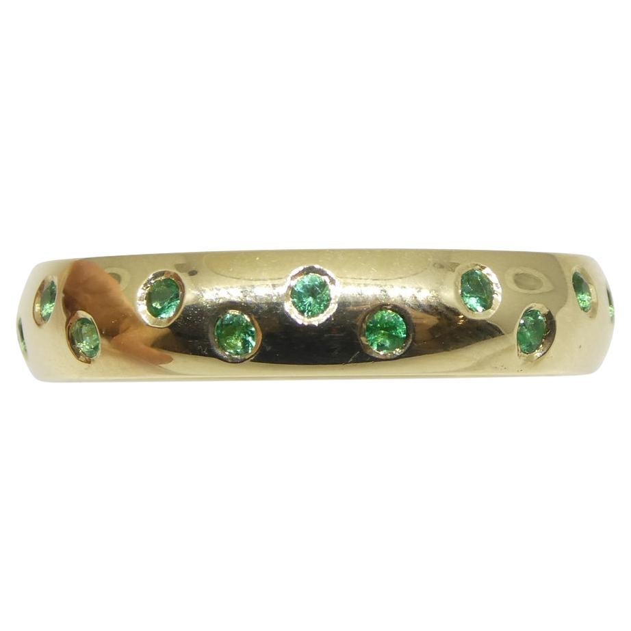 0.60ct Emerald Starry Night Wedding Ring set in 14k Yellow Gold