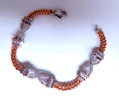 Bracelet à maillons en or 14 carats serti de diamants naturels de 0,60 ct 12462*