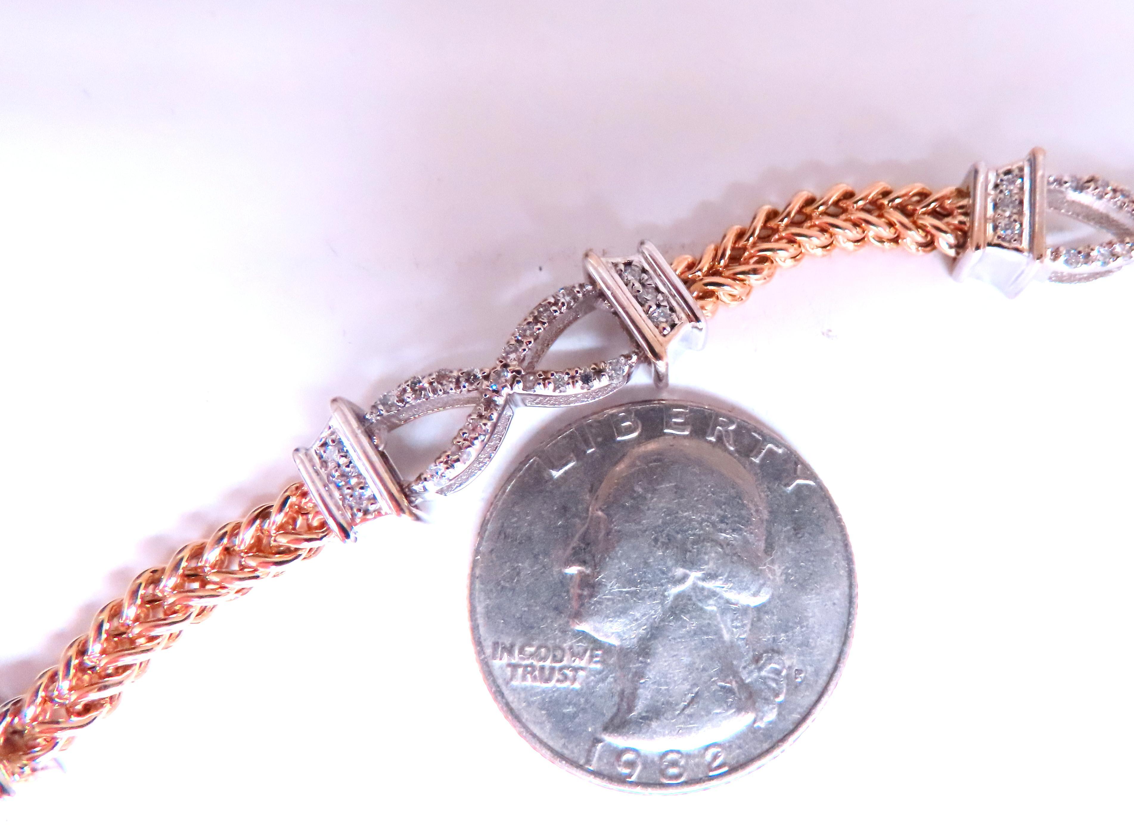Contemporary 0.60ct natural diamonds x link bracelet 14kt gold 12462 For Sale