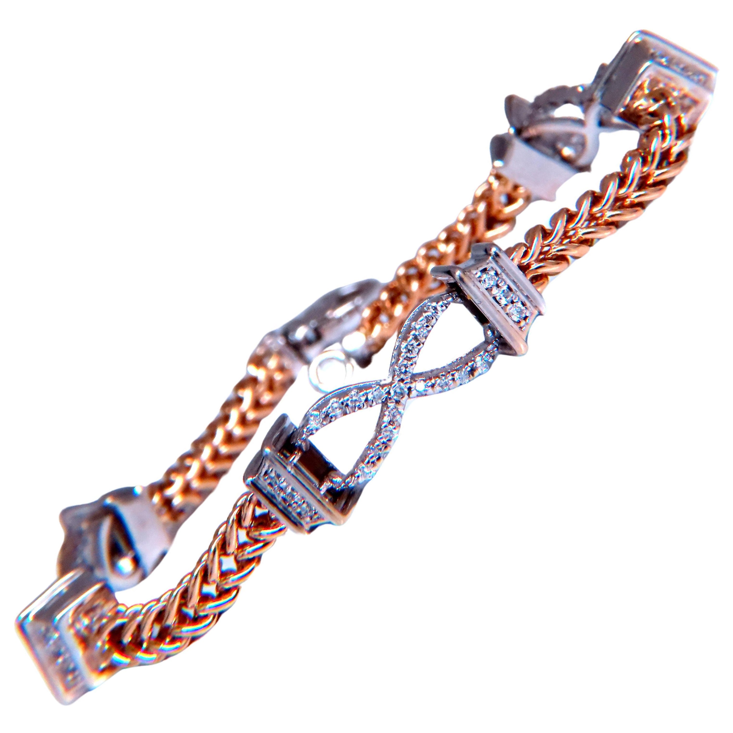 Pulsera de eslabones con diamantes naturales de 0,60 ct, oro de 14 quilates, 12462* en venta
