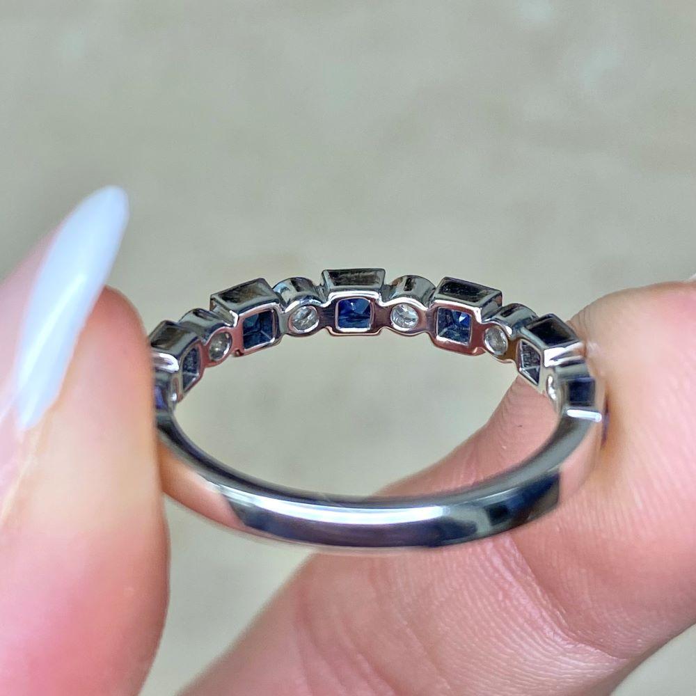 0.60ct Natural Sapphire & 0.23ct Diamond Band Ring, Platinum For Sale 4