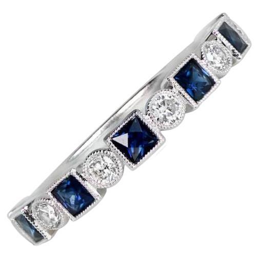 0.60ct Natural Sapphire & 0.23ct Diamond Band Ring, Platinum For Sale
